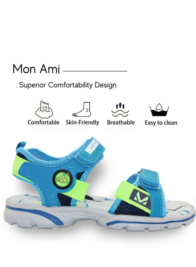 Mon Ami Boys and Kids Sandals | Soft Bottom, Velcro Strap Children Sports Sandals Unisex - Summer Baby Boy Sandals for Beach, Outdoor & Seaside | Casual Sandals for Toddler Girls, Boys & Kids - Image 2