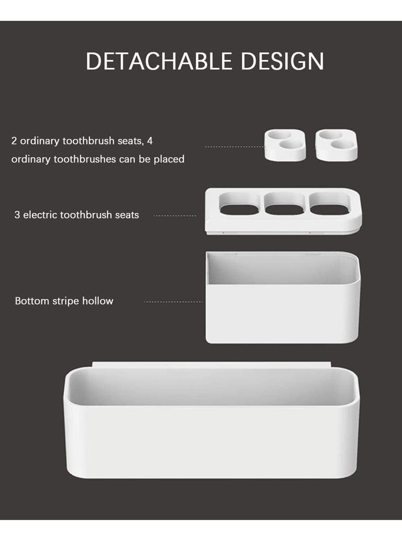 Y&D Toothbrush Holder, Electric Kids Toothpaste Stand Caddy Bathroom Storage Convenient Organizer Plastic Accessories Rack Self Adhesive Wall Mounted Without Drilling (White) - Image 3