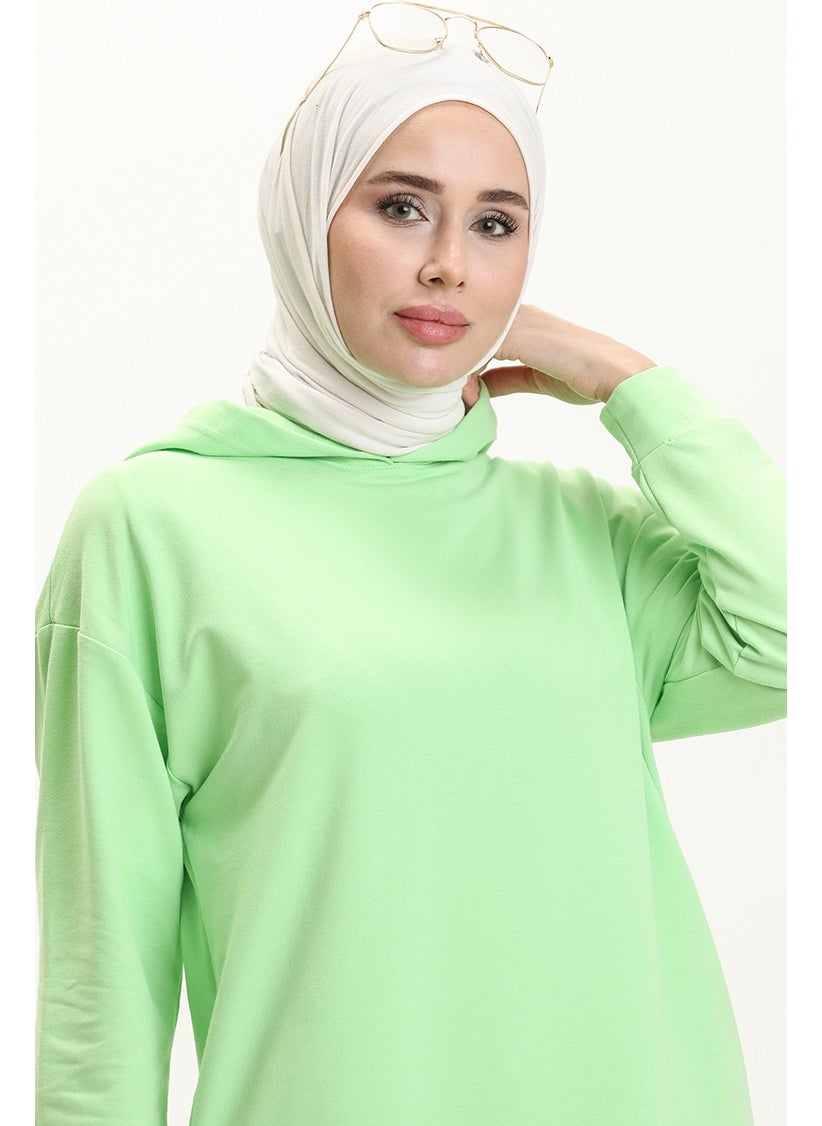 Sefa Merve Hooded Sports Tunic 3007-26 Light Green  - Image 3
