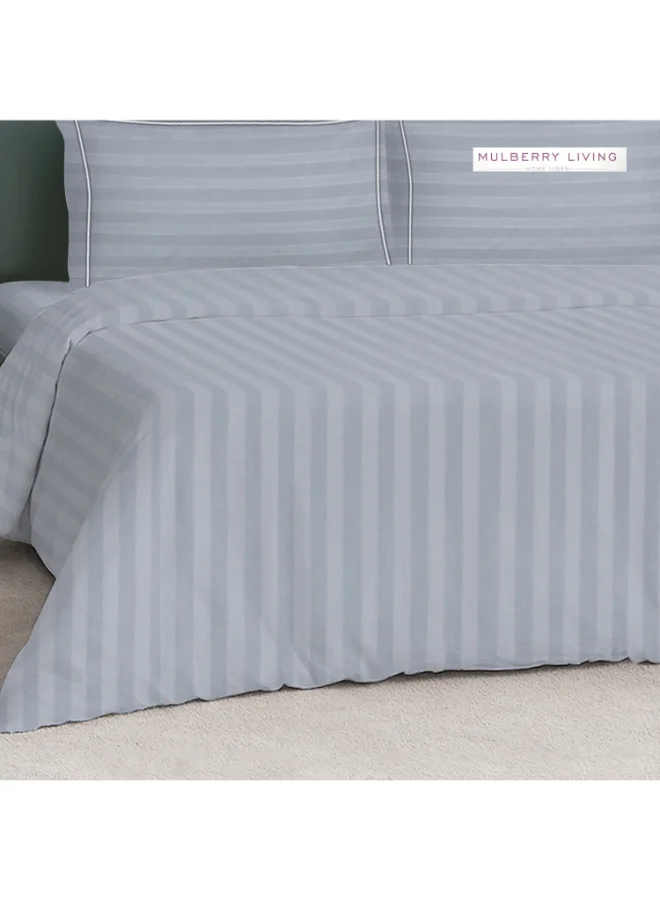 MULBERRY LIVING 100% Cotton -300 TC Elysian Stripes California King(260 x 240 cms) Duvet Cover - Slate Blue
