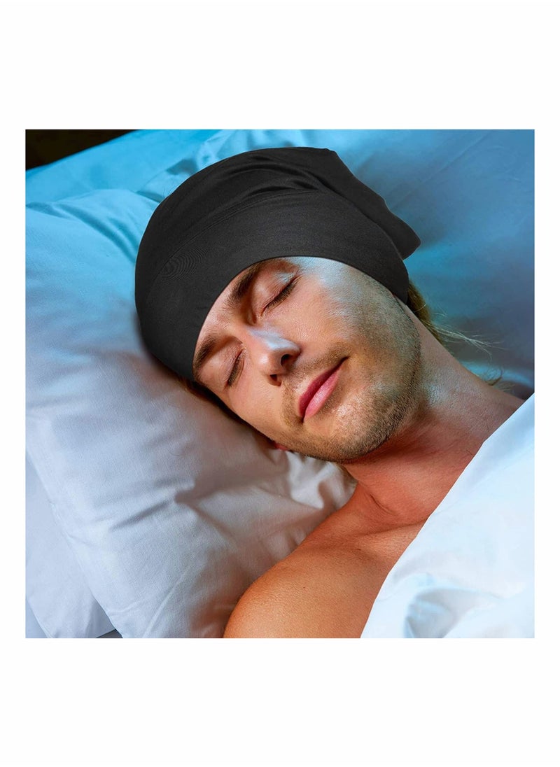 Generic - 4 Pieces Satin Lined Sleep Cap for Men Women Adjustable Designed Sleeping Hair Satin Hair Bonnet Silk Satin Sleep Cap Cover Night Sleeping Beanie Gifts for Boyfriend Husband Dad - Image 1
