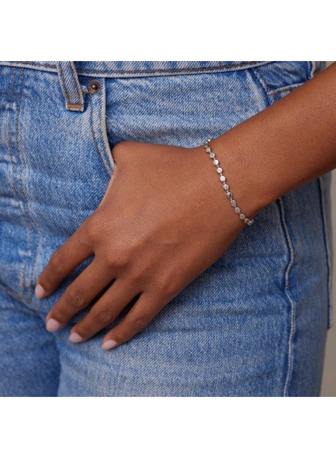 MBW Silver Bracelets For Women Trendy, Sterling Silver Dainty Bracelets For Women 14K Silver Chain Bracelet Stack Waterproof Jewelry Minimalist Simple Small Thin Bracelet Set For Women Teen Gift - Image 5