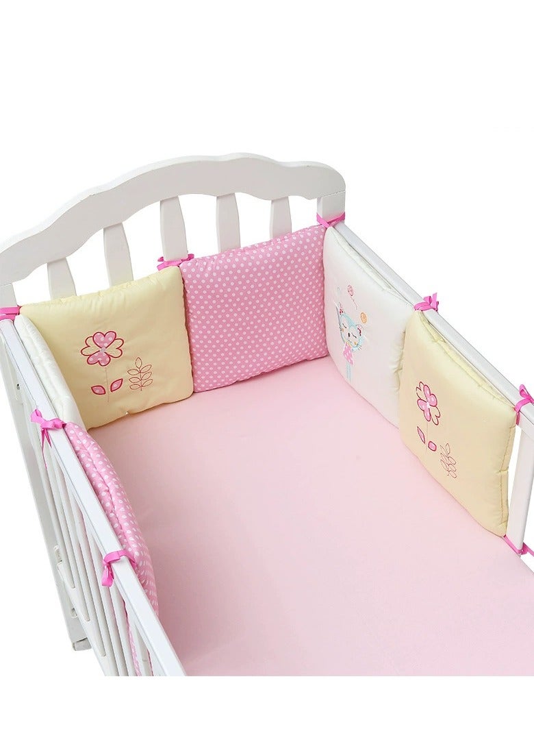 DUNISO 6 قطع من وسادات حماية سرير الأطفال، ذكور وإناث، وسادات محيط مستطيلة من القطن النقي، محيط سرير الأطفال، ناعمة، قابلة للتنفس ومضادة للاصطدام، 30 سم * 30 سم - Image 1