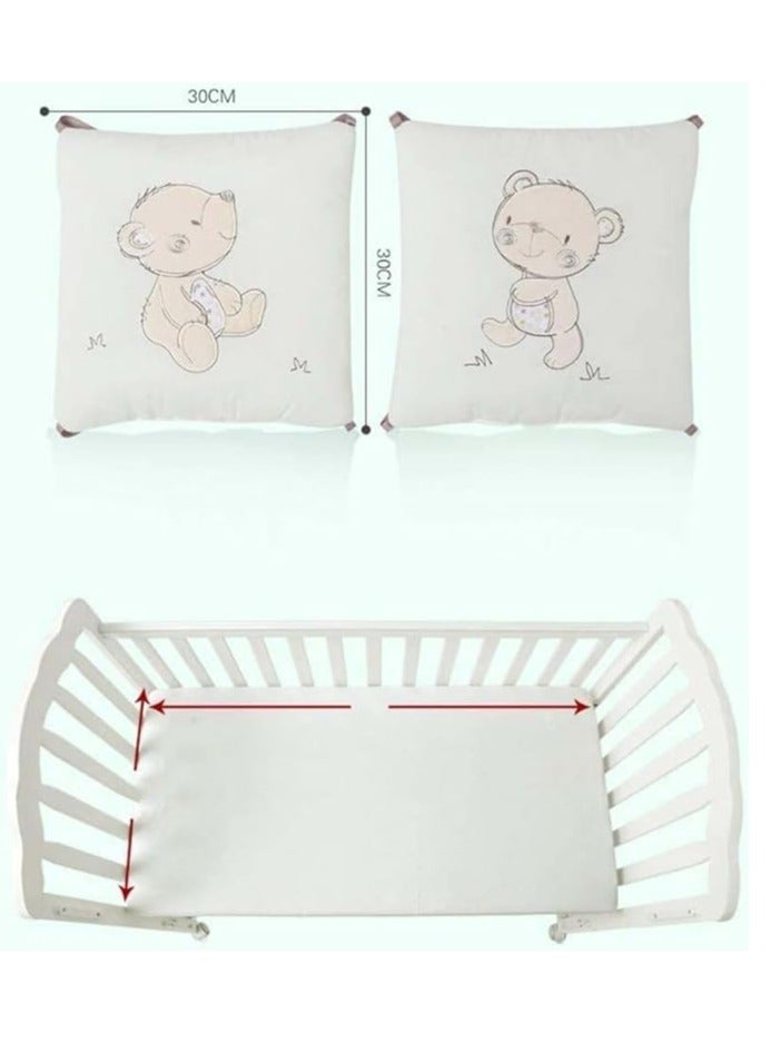 DUNISO 6 قطع من وسادات حماية سرير الأطفال، ذكور وإناث، وسادات محيط مستطيلة من القطن النقي، محيط سرير الأطفال، ناعمة، قابلة للتنفس ومضادة للاصطدام، 30 سم * 30 سم - Image 2