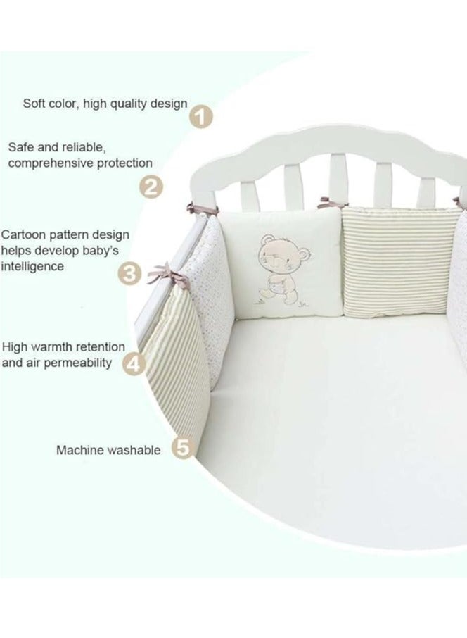 DUNISO 6 قطع من وسادات حماية سرير الأطفال، ذكور وإناث، وسادات محيط مستطيلة من القطن النقي، محيط سرير الأطفال، ناعمة، قابلة للتنفس ومضادة للاصطدام، 30 سم * 30 سم - Image 3