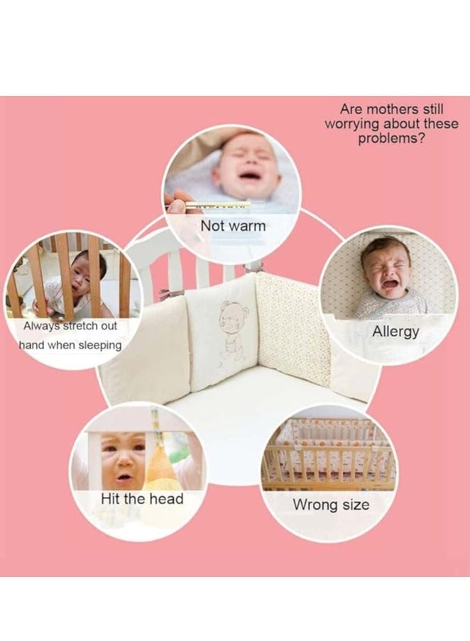 DUNISO 6 قطع من وسادات حماية سرير الأطفال، ذكور وإناث، وسادات محيط مستطيلة من القطن النقي، محيط سرير الأطفال، ناعمة، قابلة للتنفس ومضادة للاصطدام، 30 سم * 30 سم - Image 4