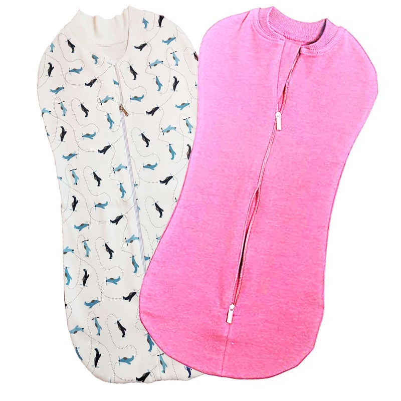 MammaChamp PODSwaddleSleeping BagSack for NewbornBaby 06 Months PinkWhite - Image 1