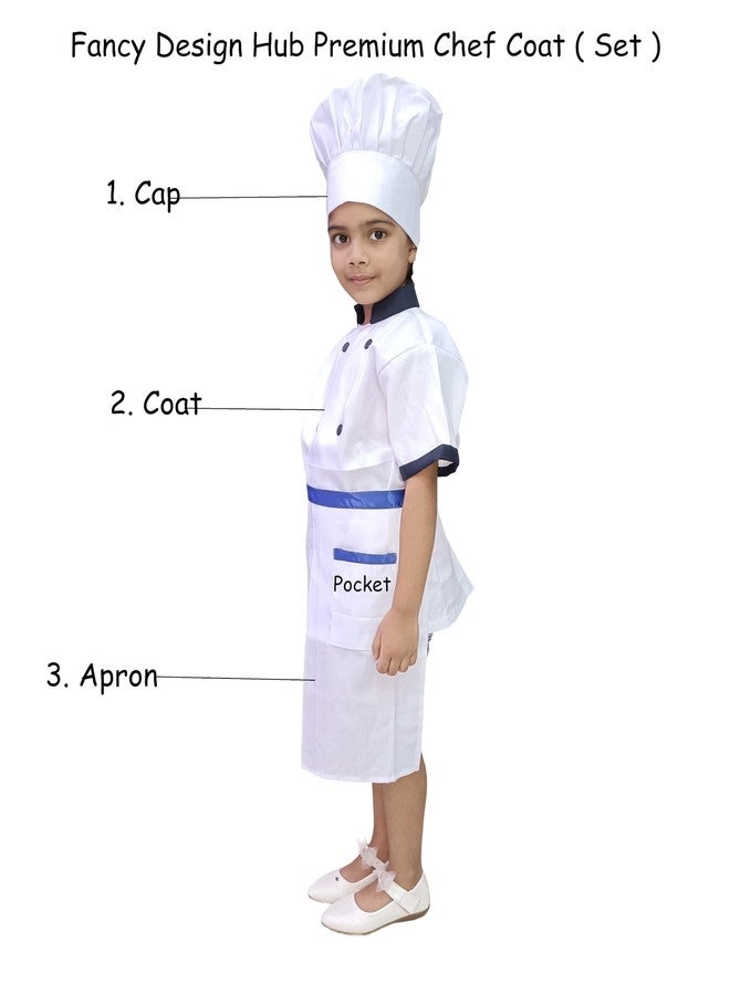 Fancy Design Hub Unisex White Chef Coat+Cap+Apron, for Kids, Boys, Girls [ School Prpgrams, Prentend Plays, Role Plays, Stage Shows] (3-4 Years, Chef Coat+ Cap+ Apron) - Image 3