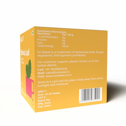 So Sweet Stevia Sugar-Free Natural Sweetener Leaves - 100% Natural, Zero Calories, Diabetic & Keto Friendly for Healthy, Calorie-Free Sweetening, Ideal for Weight Management & More Pack of 5 - Image 5