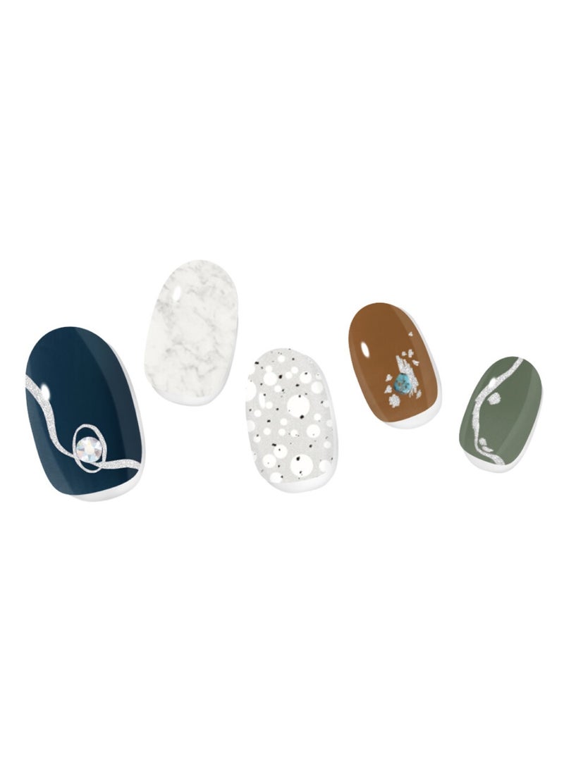 FOLARIS Aquarius 32 Piece of Korean Nail Art with Genuine Swarovski Crystals – Elegant, Long-Lasting Manicure - Image 1