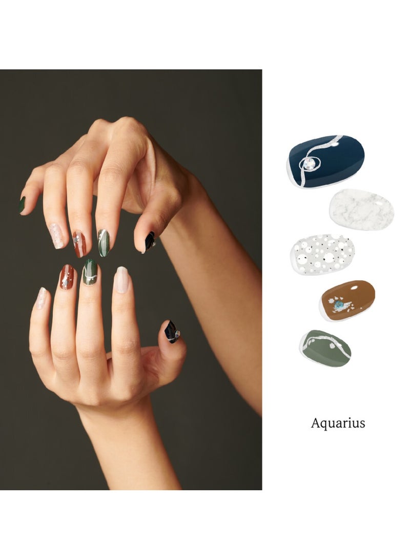 FOLARIS Aquarius 32 Piece of Korean Nail Art with Genuine Swarovski Crystals – Elegant, Long-Lasting Manicure - Image 2