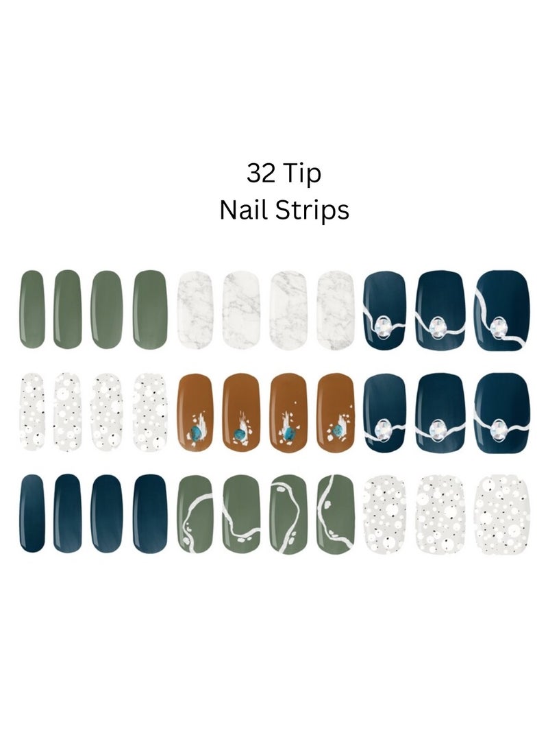 FOLARIS Aquarius 32 Piece of Korean Nail Art with Genuine Swarovski Crystals – Elegant, Long-Lasting Manicure - Image 3