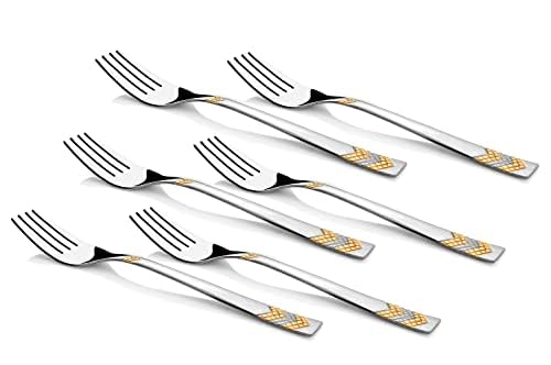 FnS RAGA 24 Karat Gold Plated 12 Pcs Cutlery Set (6 Pc Dinner Spoons, 6 Pc Dinner Fork) - Image 3
