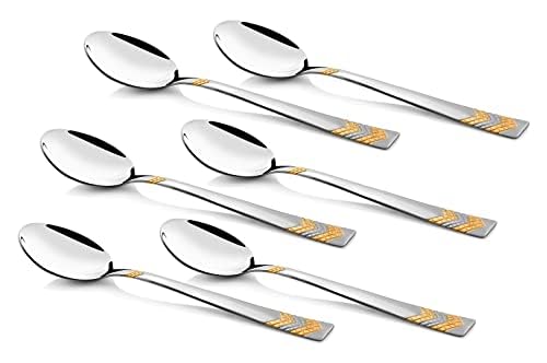 FnS RAGA 24 Karat Gold Plated 12 Pcs Cutlery Set (6 Pc Dinner Spoons, 6 Pc Dinner Fork) - Image 2
