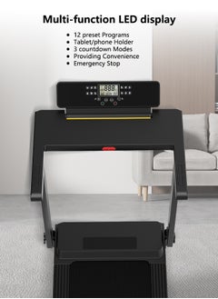 ETG Household Silent Foldable Treadmill 1-12km/h Speed Adjustment, Full Touch Screen, with Remote Control, 120KG Load Capacity,220v/50-60hz  - Image 4