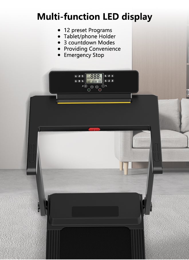 ETG - Household Silent Foldable Treadmill 1-12km/h Speed Adjustment, Full Touch Screen, with Remote Control, 120KG Load Capacity,220v/50-60hz - Image 1