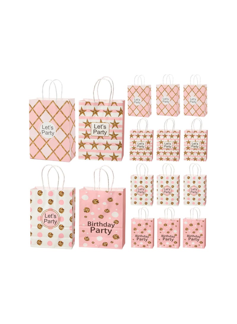 16pcs Medium Gift Bag With Handles, Kids Party Favor Paper Bag, Goodie, Birthday Gift Bag For Boys, Girls, Women and Men’ Birthdays Party, for Wedding Parties, Baby Showers, Graduation Parties - Image 1