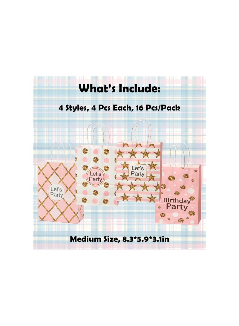 16pcs Medium Gift Bag With Handles, Kids Party Favor Paper Bag, Goodie, Birthday Gift Bag For Boys, Girls, Women and Men’ Birthdays Party, for Wedding Parties, Baby Showers, Graduation Parties - Image 4