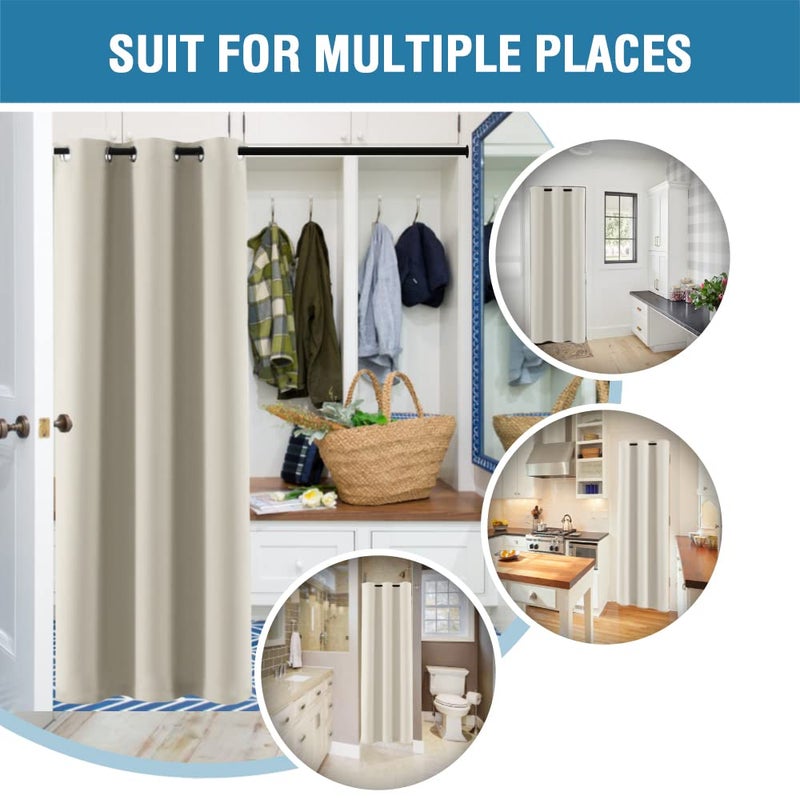 H.VERSAILTEX Doorway Curtain Blackout Closet Door Curtain Room Divider Window Treatment Curtain for Bedroom Thermal Insulated Privacy Drape Soundproof Grommet  42 x 80 inches  1 Panel  Cream - Image 5