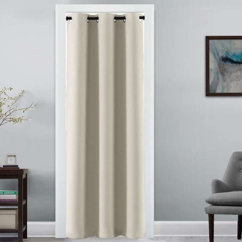 H.VERSAILTEX Doorway Curtain Blackout Closet Door Curtain Room Divider Window Treatment Curtain for Bedroom Thermal Insulated Privacy Drape Soundproof Grommet  42 x 80 inches  1 Panel  Cream - Image 1