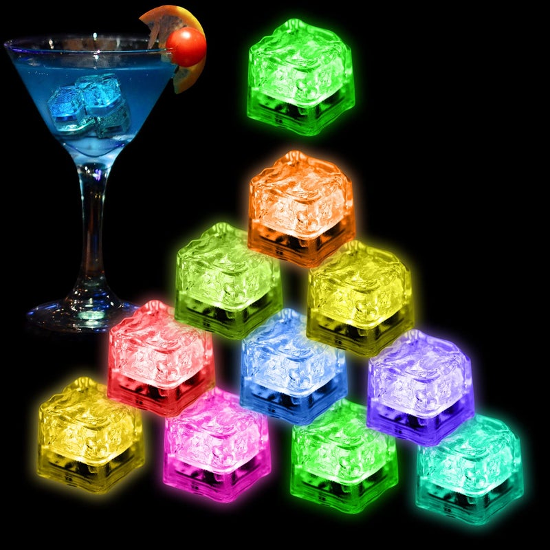 Nonley Light Up Led Ice Cubes - 24 Pack Multi Color Glow in the Dark, Reusable Flashing Ice Cubes for Club Bar Party Wedding Decor, IP67 Waterproof - Image 1