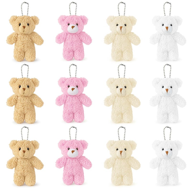 Sealive 12 Pcs Mini Plush Bears 47 Small Stuffed Animals for DIY Valentines Day Bouquets Baby Shower Favors Gender Reveal Tiny Bear Ornaments for Backpack Keychains Christmas Stockings - Image 3