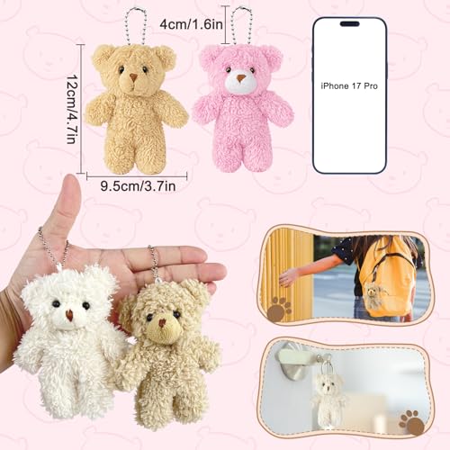 Sealive 12 Pcs Mini Plush Bears 47 Small Stuffed Animals for DIY Valentines Day Bouquets Baby Shower Favors Gender Reveal Tiny Bear Ornaments for Backpack Keychains Christmas Stockings - Image 5