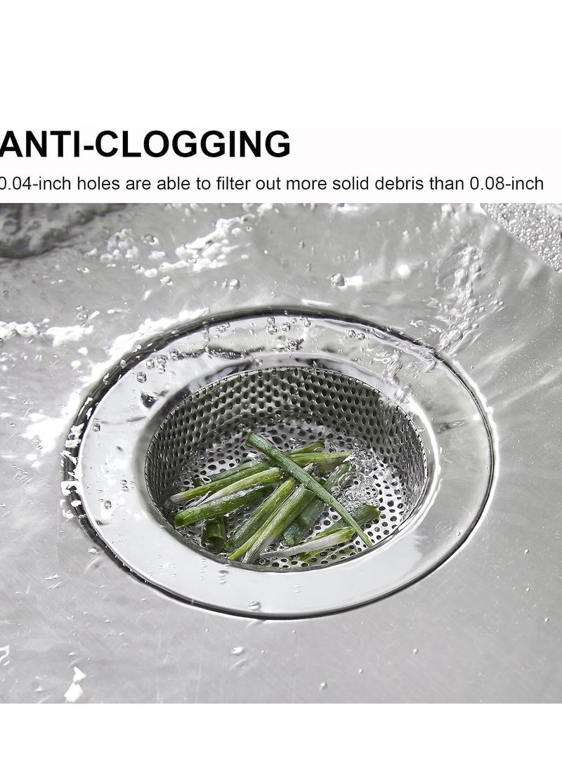 أم جي زي مصفاة حوض مطبخ من الفولاذ المقاوم للصدأ، مصفاة تصريف حوض المطبخ، مانعة للانسداد تمنع جزيئات الطعام، مصافي حوض المطبخ ذات حافة عريضة كبيرة - Image 5