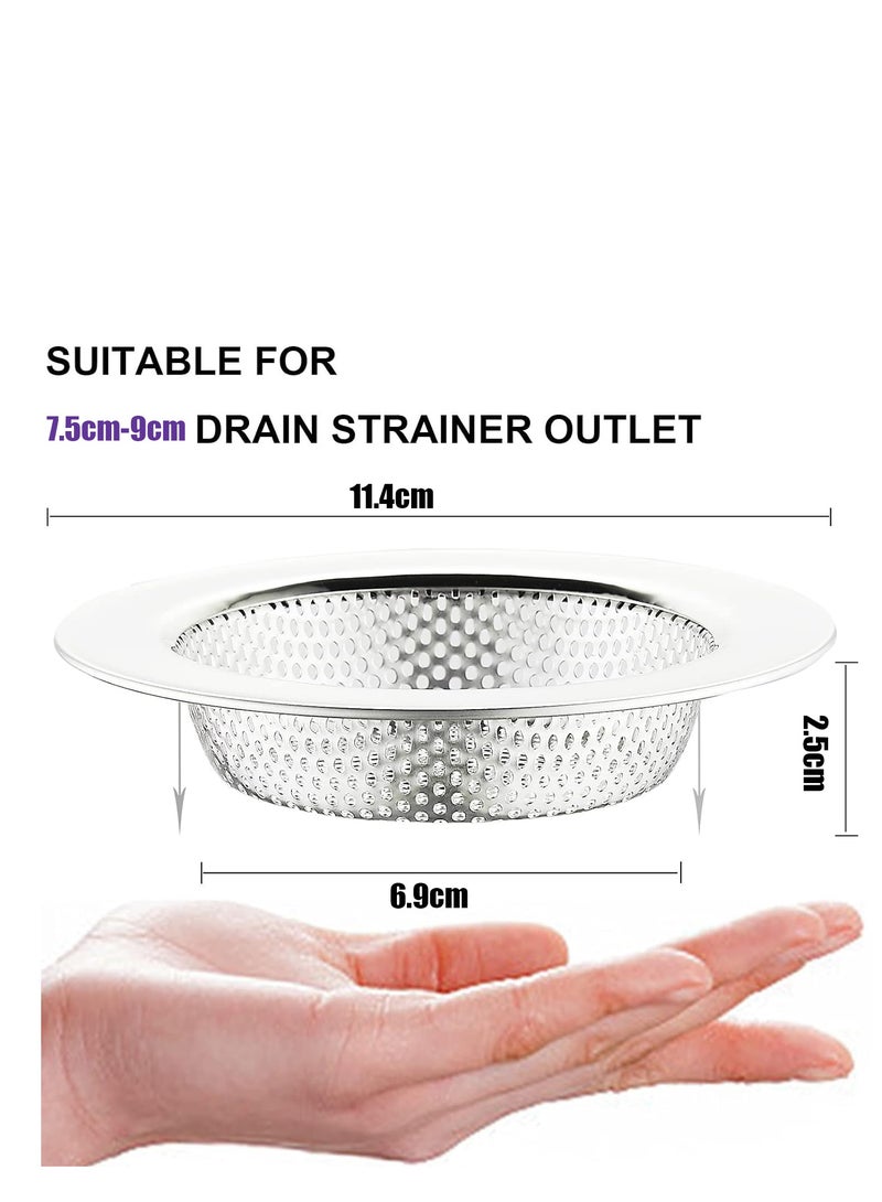أم جي زي مصفاة حوض مطبخ من الفولاذ المقاوم للصدأ، مصفاة تصريف حوض المطبخ، مانعة للانسداد تمنع جزيئات الطعام، مصافي حوض المطبخ ذات حافة عريضة كبيرة - Image 2