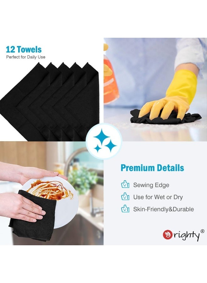 Orighty Orighty Microfiber Cleaning Cloth, 12 Pack Highly Absorbent Cleaning Supplies, Lint Free Cloths for Multiple-use, Powerful Dust Removal Clean Rags for House, Kitchen, Car Care(12x12 inch) Black - Image 4