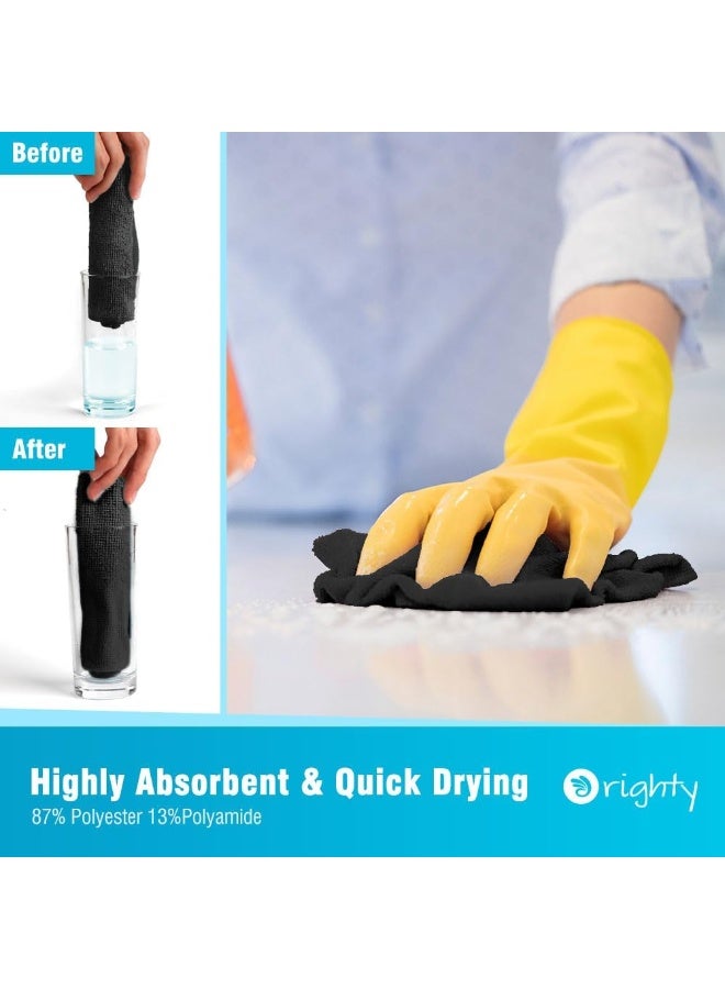 Orighty Orighty Microfiber Cleaning Cloth, 12 Pack Highly Absorbent Cleaning Supplies, Lint Free Cloths for Multiple-use, Powerful Dust Removal Clean Rags for House, Kitchen, Car Care(12x12 inch) Black - Image 3