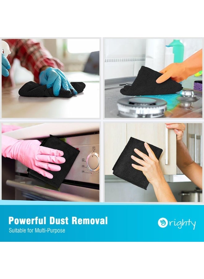 Orighty Orighty Microfiber Cleaning Cloth, 12 Pack Highly Absorbent Cleaning Supplies, Lint Free Cloths for Multiple-use, Powerful Dust Removal Clean Rags for House, Kitchen, Car Care(12x12 inch) Black - Image 2