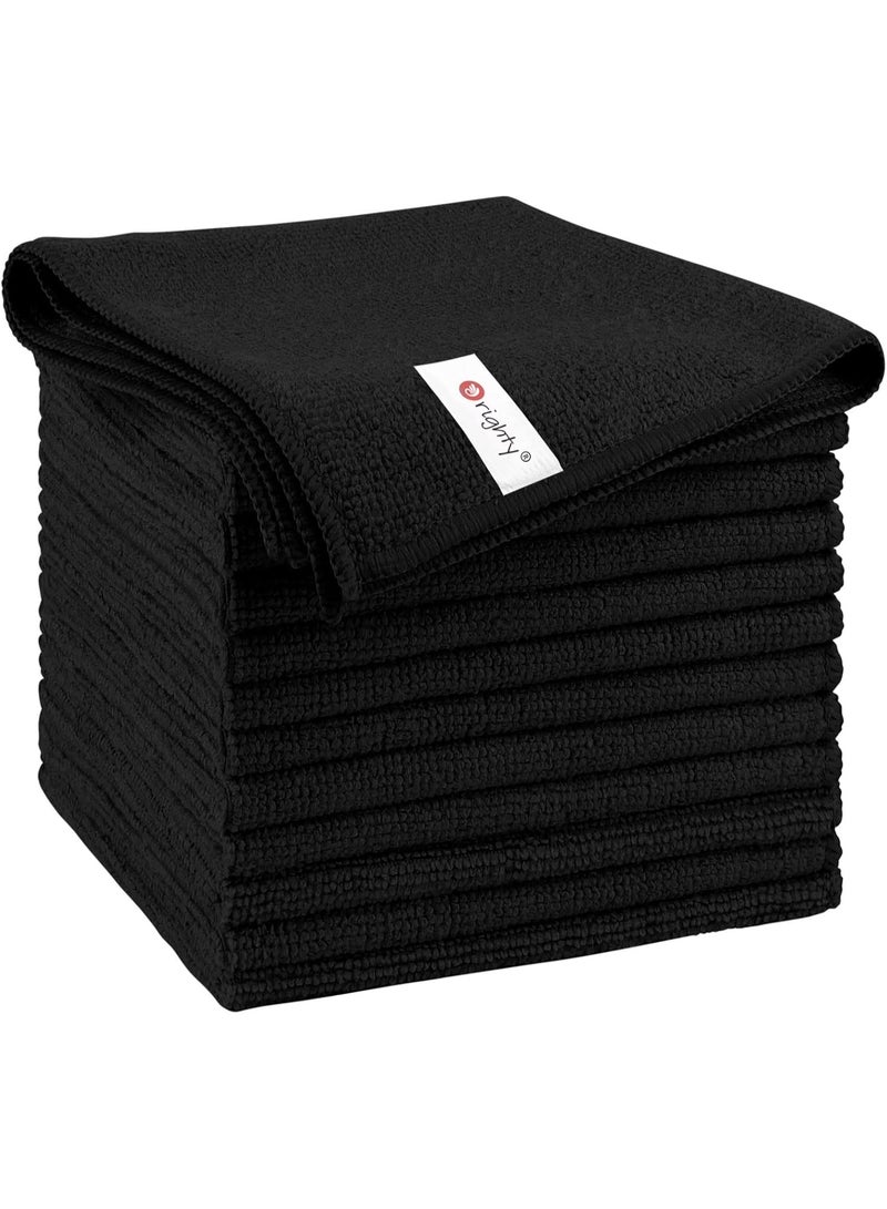 Orighty Orighty Microfiber Cleaning Cloth, 12 Pack Highly Absorbent Cleaning Supplies, Lint Free Cloths for Multiple-use, Powerful Dust Removal Clean Rags for House, Kitchen, Car Care(12x12 inch) Black - Image 1