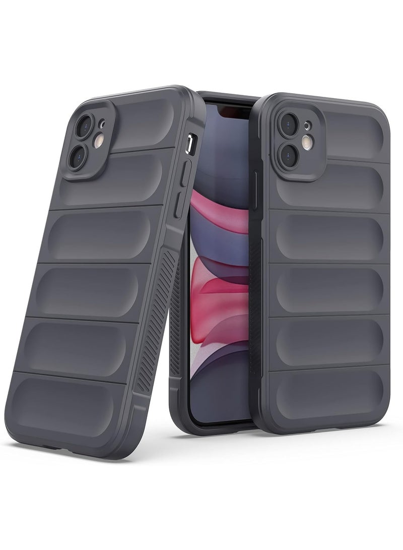 جراب خلفي من السيليكون بحماية ممتازة متوافق مع هاتف iPhone 12 جراب Magic Shield المقاوم للصدمات مع حماية للكاميرا (رمادي غامق) - Image 1