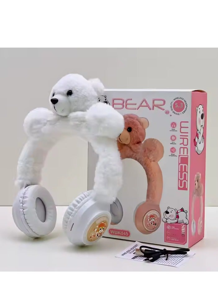 Bear Wireless Bluetooth Headphones - Kids' Headphones with Fur, Clear Sound, Stylish and Modern Design - Image 1