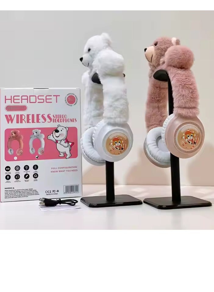 Bear Wireless Bluetooth Headphones - Kids' Headphones with Fur, Clear Sound, Stylish and Modern Design - Image 2