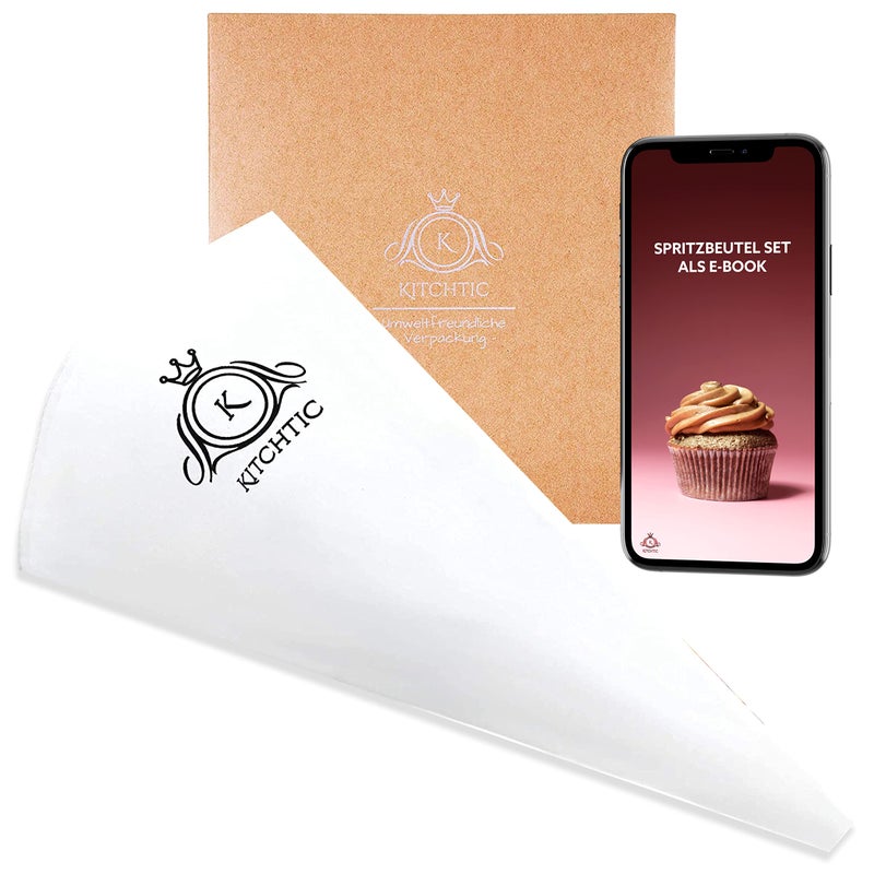 KITCHTIC KITCHTIC Reusable Single Piping Bag  Premium Design for Dishwasher Safe  Reusable Piping Bag Large Cotton  Professional Dressing Bag Including EBook with Tips and Tricks by Kitchtic 