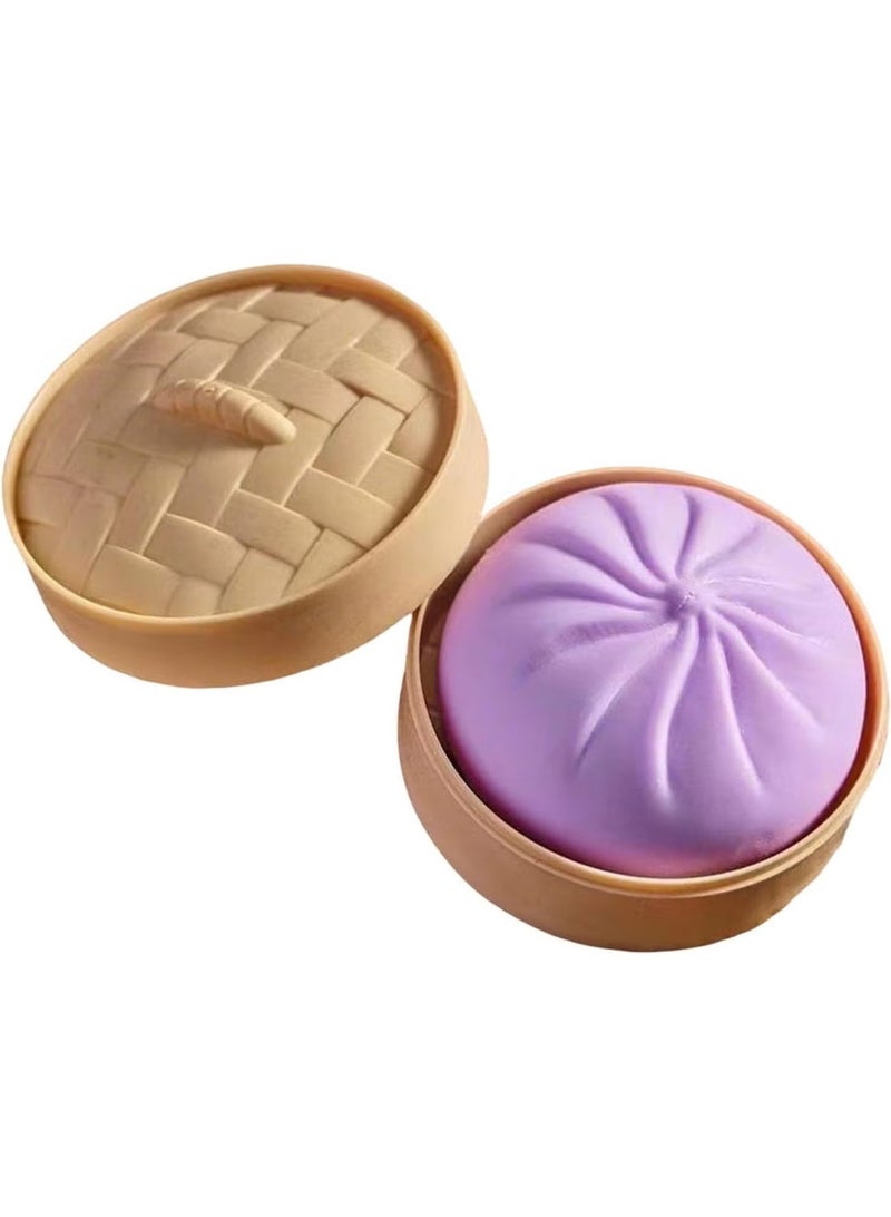 Purple Dumpling Squishy Stress Relief Toy with Steam Box for Adults & Kids 1 piece - Image 1