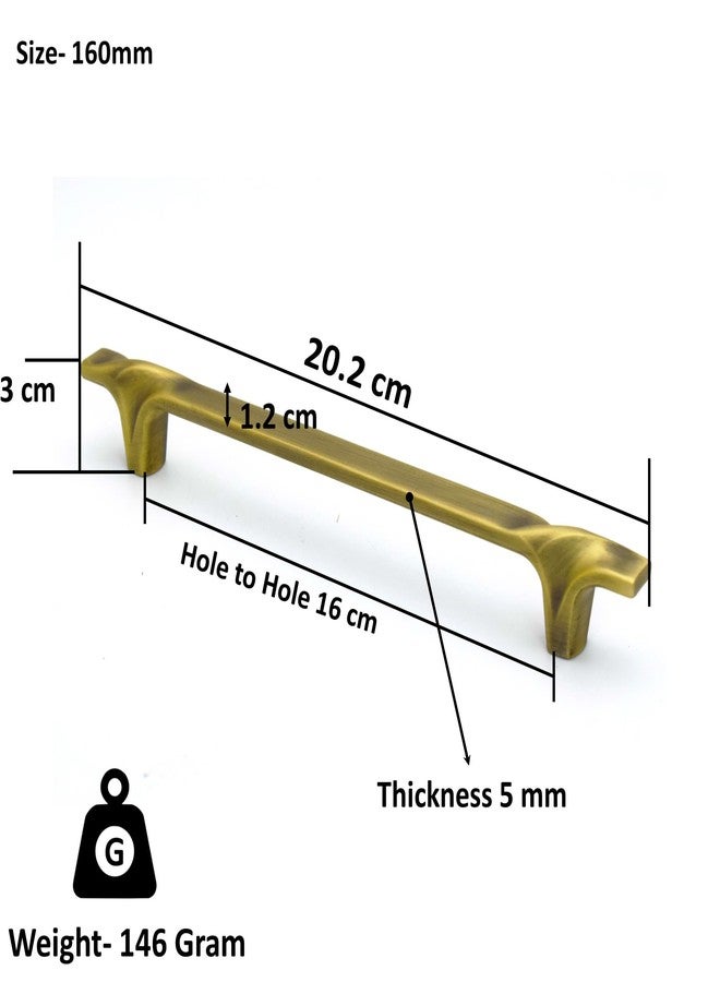 RAB Handle Zinc Kitchen and Office Drawer/Cabinet/Door/Wardrobe, Furniture Handle, Drawer Handles (Code:- Twist, Finish:- Antiq Brass, Size:- 160mm, Pack of 1 PCS) - Image 4