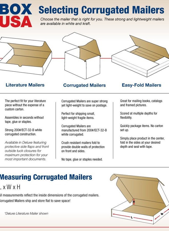 BOX USA BML882 Literature Mailers, 8" x 8" x 2", White (Pack of 50) - Image 3