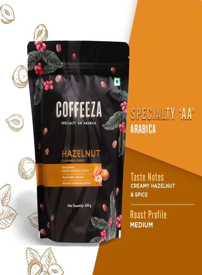 COFFEEZA Ground Coffee - Medium Grind - Hazelnut Flavored - Pack of 2 (250g Each) - Medium Roast 100% Arabica Ground Coffee Powder - Image 2
