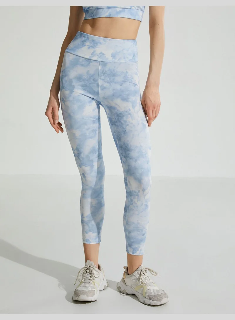 كوتون High Rise Abstract Patterned Yoga Leggings