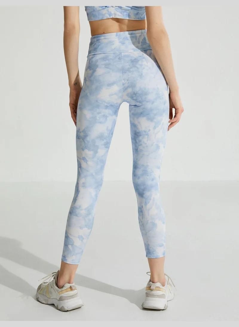 كوتون High Rise Abstract Patterned Yoga Leggings