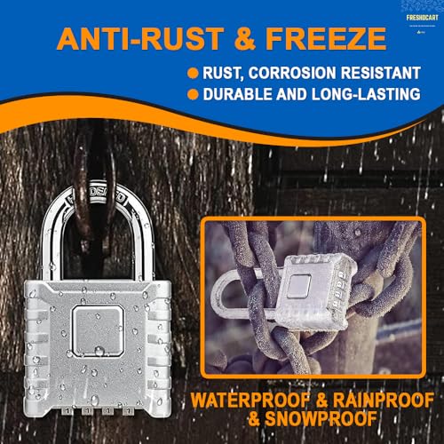 FreshDcart Resettable 4-Digit Number Combination Zinc Padlock PIN Security Number Padlock Heavy Duty Weatherproof for Indoor and Outdoor Use, Sheds, Gates, Lockers, Storage (Silver) - Image 5