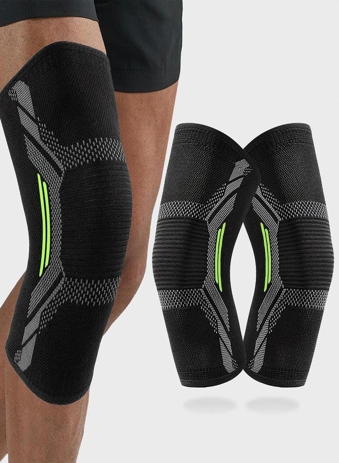 JYWYBF 2 Pack Knee Brace for Women Man, Knee Compression Sleeve for Knee Pain Relief, Knee Sleeves for Arthritis Pain, Knee Support for Running Fitness (Black, Medium) - Image 1