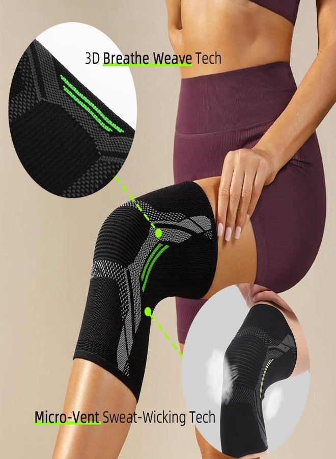 JYWYBF 2 Pack Knee Brace for Women Man, Knee Compression Sleeve for Knee Pain Relief, Knee Sleeves for Arthritis Pain, Knee Support for Running Fitness (Black, Medium) - Image 5