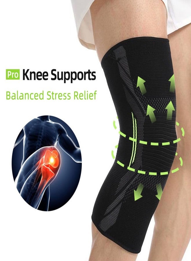 JYWYBF 2 Pack Knee Brace for Women Man, Knee Compression Sleeve for Knee Pain Relief, Knee Sleeves for Arthritis Pain, Knee Support for Running Fitness (Black, Medium) - Image 2