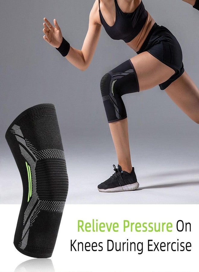 JYWYBF 2 Pack Knee Brace for Women Man, Knee Compression Sleeve for Knee Pain Relief, Knee Sleeves for Arthritis Pain, Knee Support for Running Fitness (Black, Medium) - Image 3