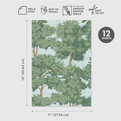Main Street Peel and Stick Wallpaper Eco-Friendly Sheets 12 Pack, 11 X 16 Inch Toile Forest Design, Wall Mural for Home Decor, Removable Wall Decor Wallpaper Peel and Stick for DIY Projects - Image 5