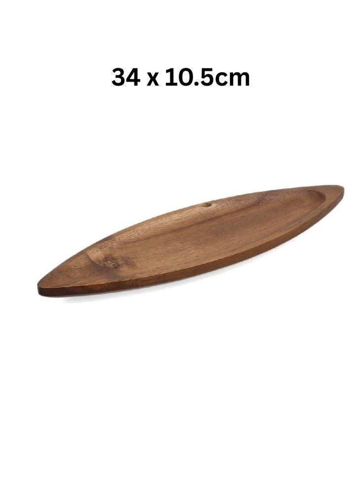 أكاسيا صينية تقديم على شكل زورق من خشب الأكاسيا - ٣٤ × ١٠٫٥ سم - Image 3